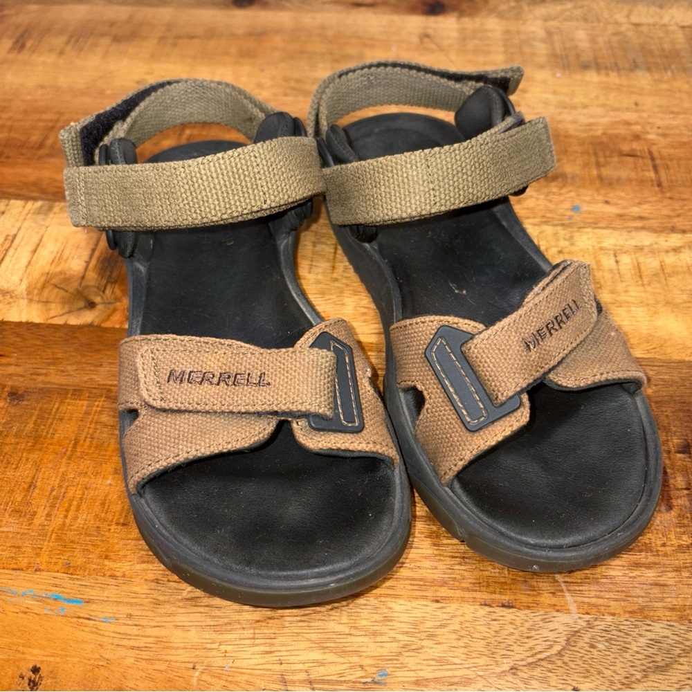 Merrell x Filson Convert Beech Olive Brown Black Air Cushion Trail Sandal Size 7